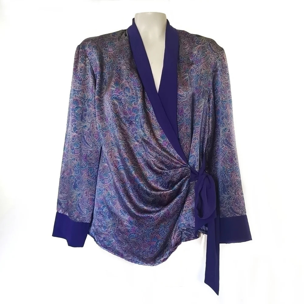 VINTAGE VICTORIA'S Secret Gold Label Satin Wrap Pajama Top Luxe Lounge S